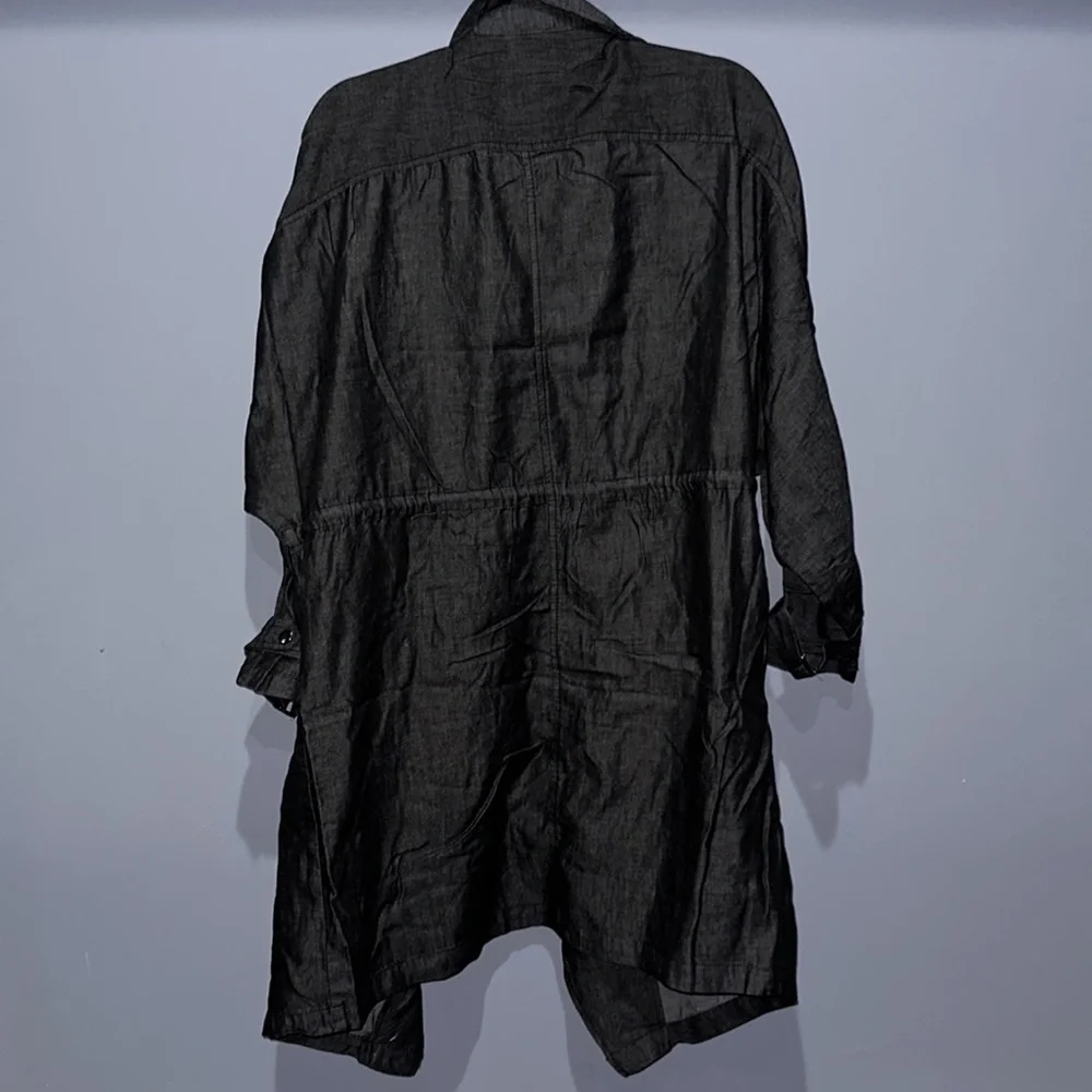 New 🌟 Chambray Dark Wash Open Cinched Waist Kimono Jacket - Picture 4 of 5